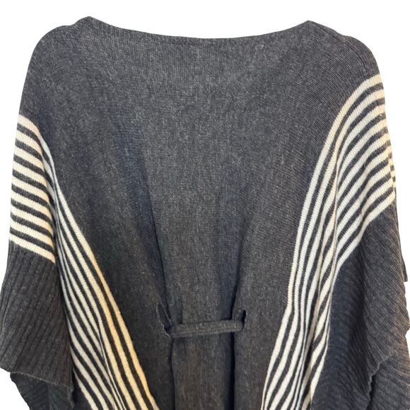 Maude Tie Waist Poncho Wool Blend Sweater Gray Size OSFM S/L Pullover - Picture 9 of 11